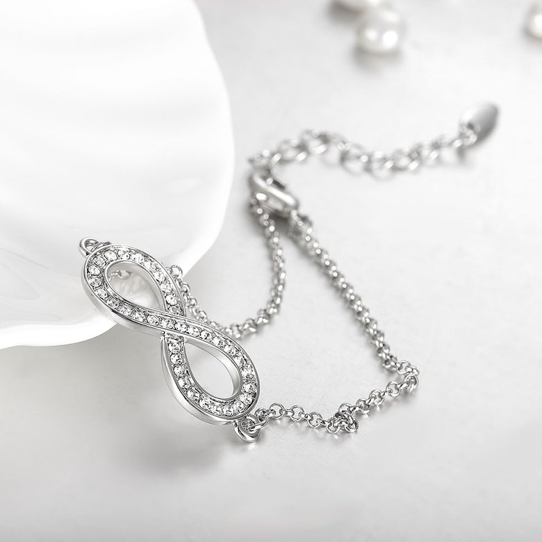 Wholesale Trendy Imitation Rhodium Geometric White Crystal Bracelet TGGPB172 3