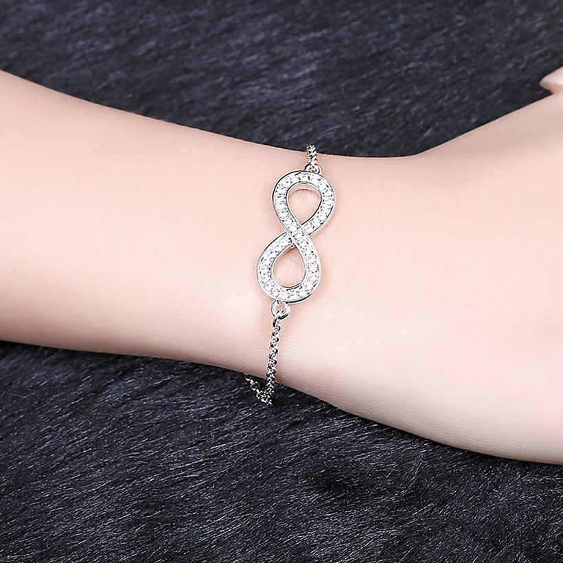 Wholesale Trendy Imitation Rhodium Geometric White Crystal Bracelet TGGPB172 4