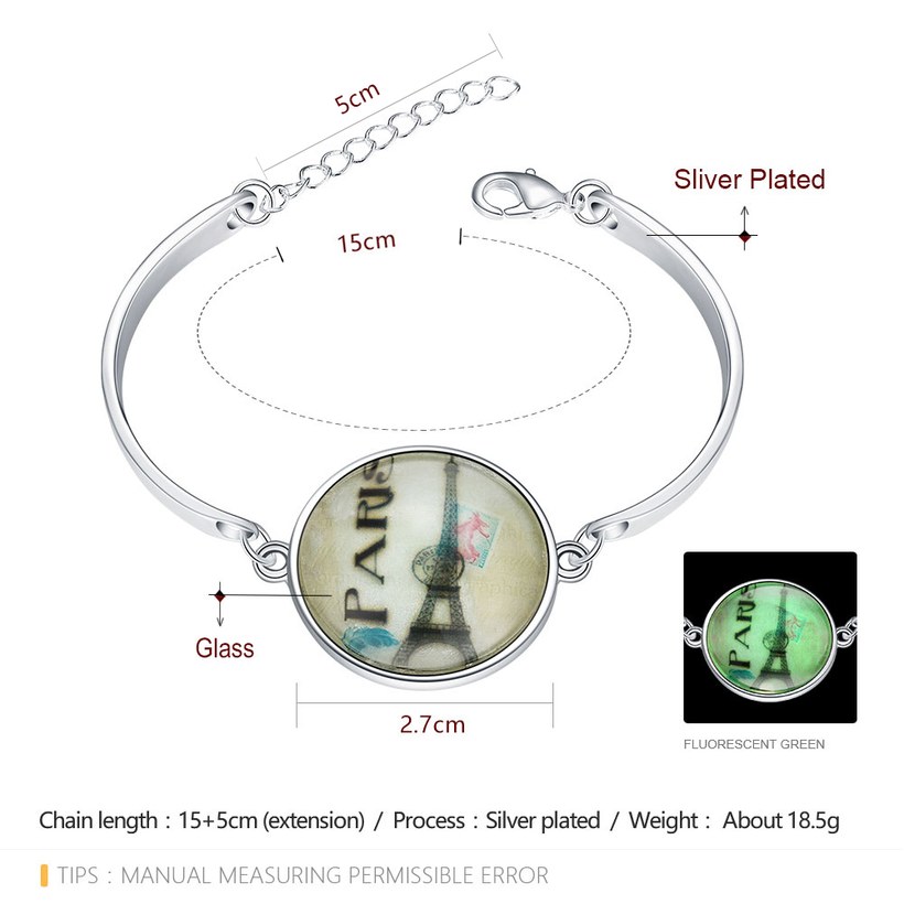 Wholesale Romantic Silver Round Glass Bracelet TGLB026 1