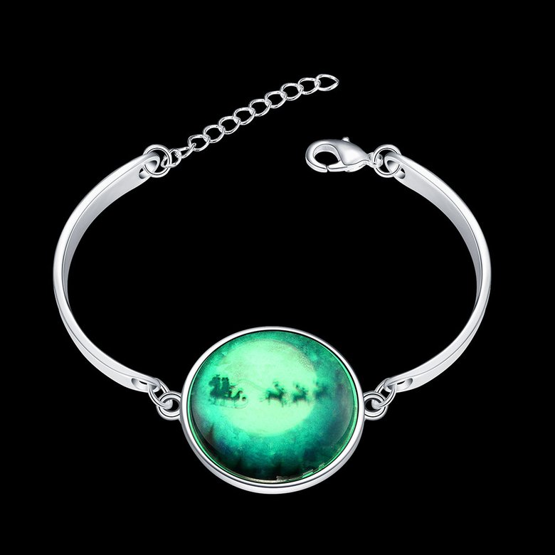 Wholesale Romantic Silver Round Glass Bracelet TGLB035 0