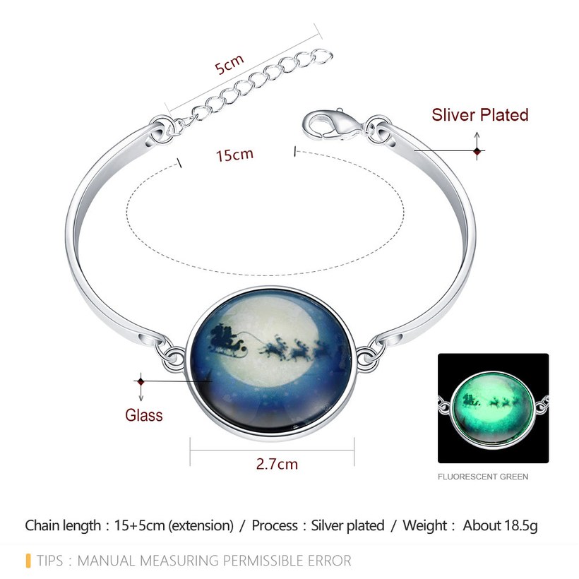 Wholesale Romantic Silver Round Glass Bracelet TGLB035 1