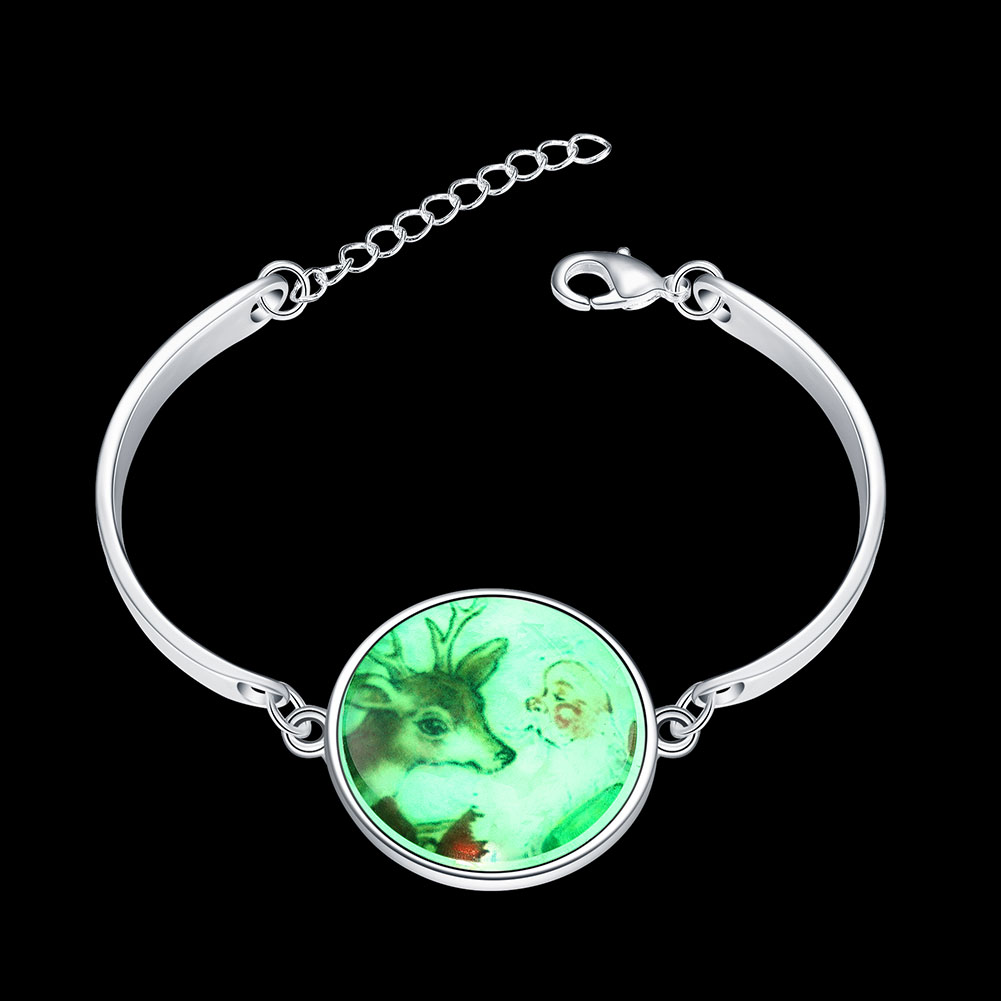 Wholesale Romantic Silver Round Glass Bracelet TGLB037 0