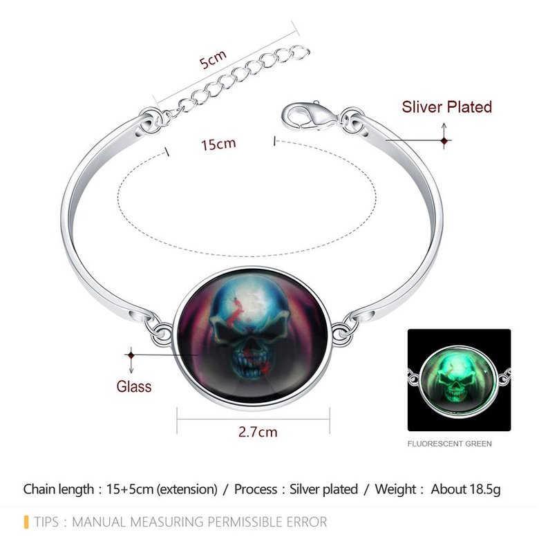 Wholesale Romantic Silver Round Glass Bracelet TGLB041 1
