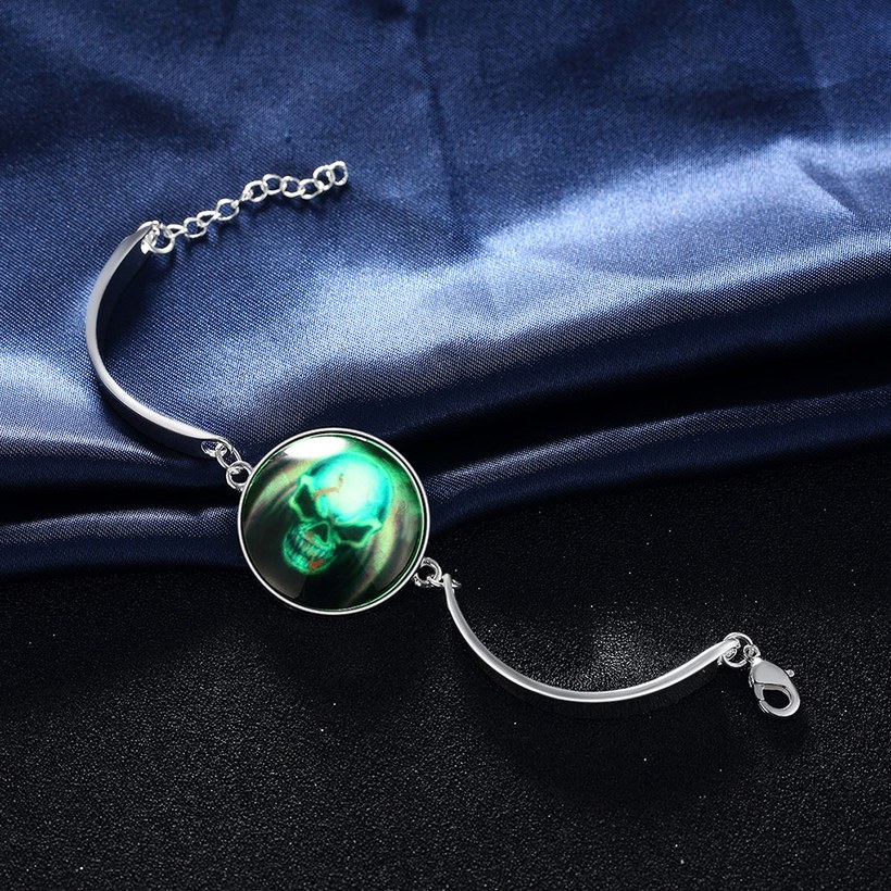 Wholesale Romantic Silver Round Glass Bracelet TGLB041 4