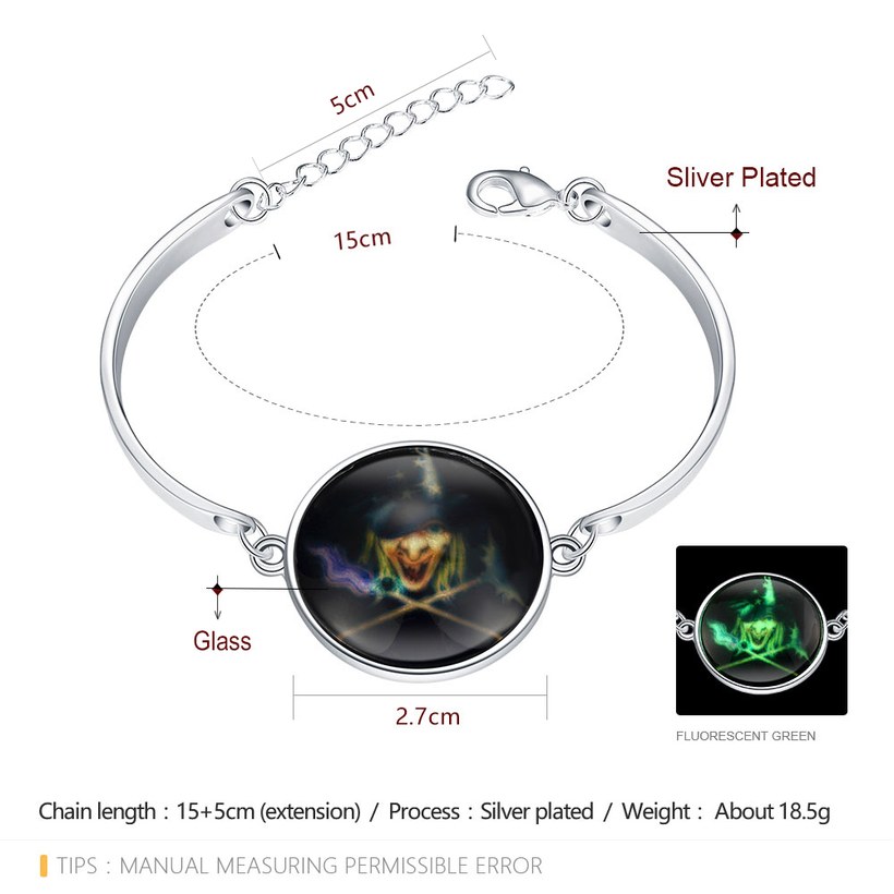 Wholesale Romantic Silver Round Glass Bracelet TGLB047 1