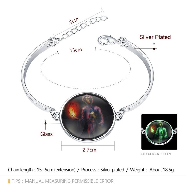 Wholesale Romantic Silver Round Glass Bracelet TGLB050 1