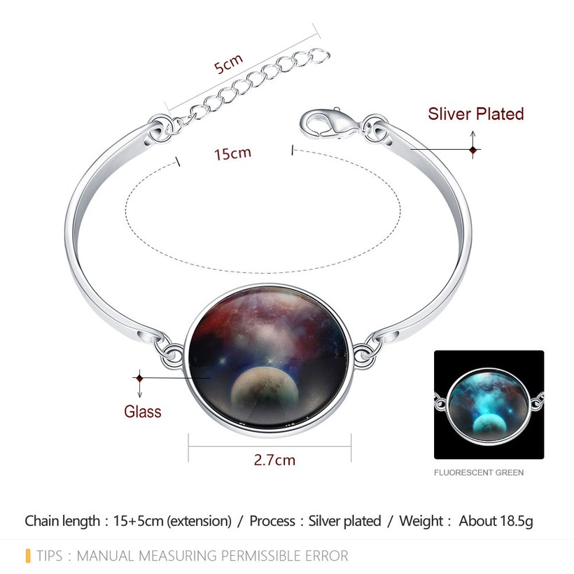 Wholesale Romantic Silver Round Glass Bracelet TGLB058 1