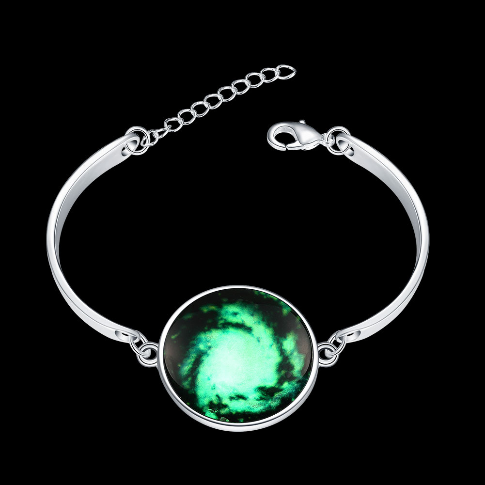 Wholesale Romantic Silver Round Glass Bracelet TGLB063 0