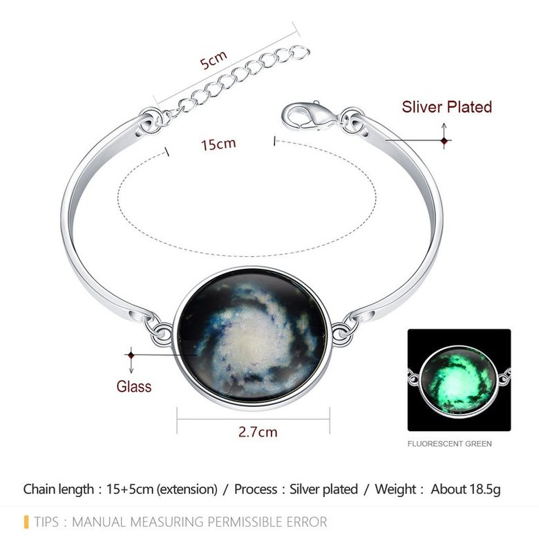 Wholesale Romantic Silver Round Glass Bracelet TGLB063 1