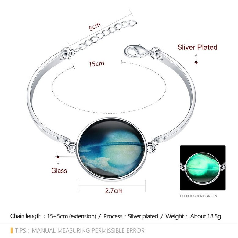 Wholesale Romantic Silver Round Glass Bracelet TGLB064 0