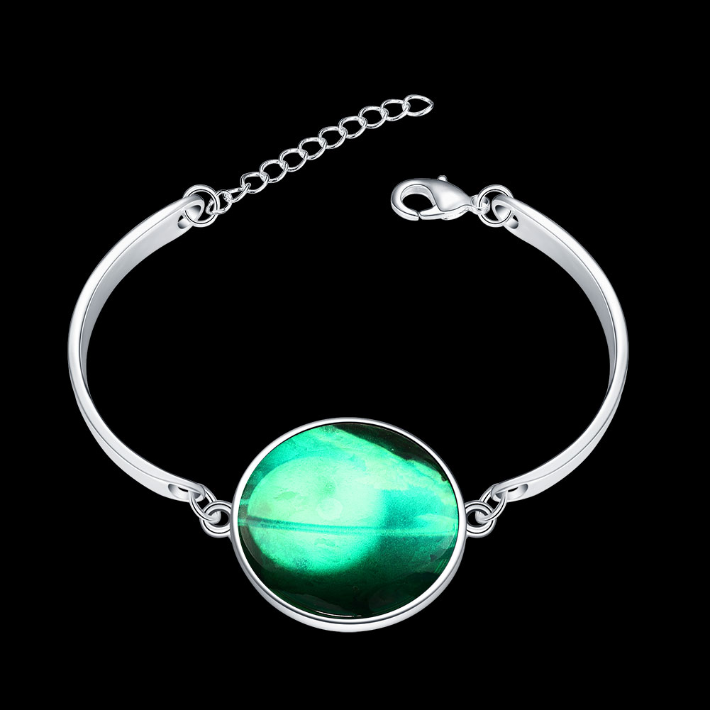 Wholesale Romantic Silver Round Glass Bracelet TGLB064 5