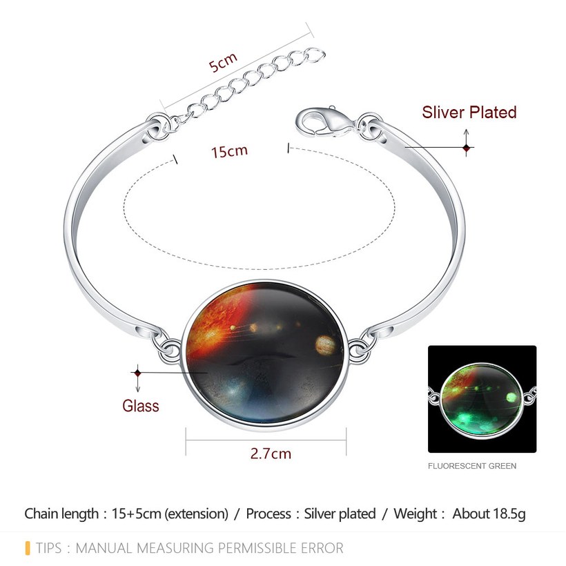 Wholesale Romantic Silver Round Glass Bracelet TGLB065 1