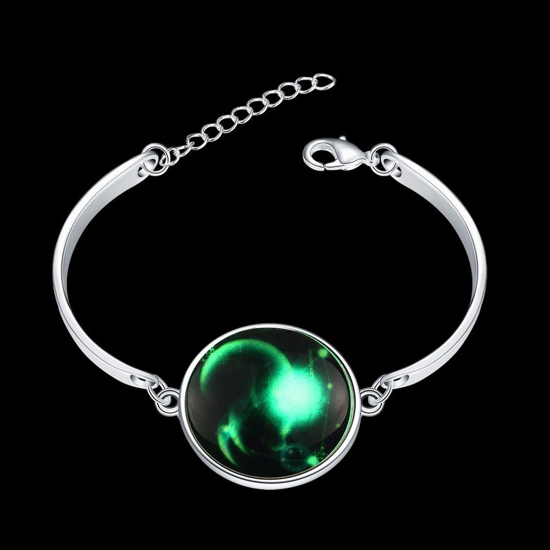 Wholesale Romantic Silver Round Glass Bracelet TGLB070 0