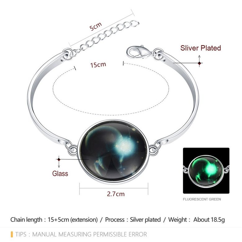 Wholesale Romantic Silver Round Glass Bracelet TGLB070 1