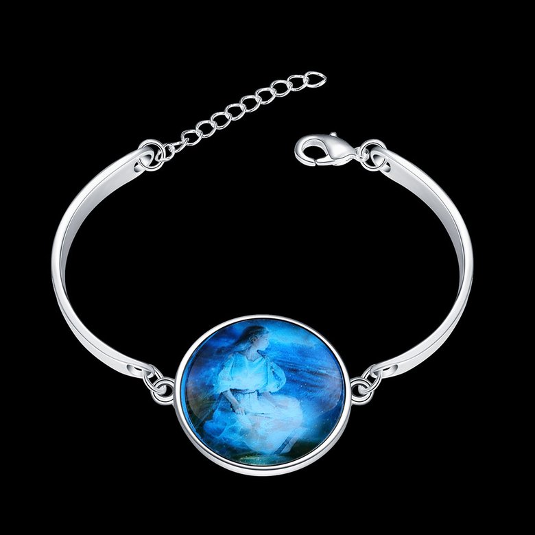 Wholesale Romantic Silver Round Glass Bracelet TGLB075 0