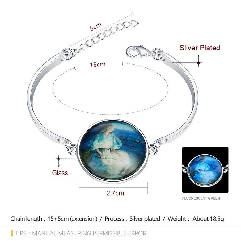 Wholesale Romantic Silver Round Glass Bracelet TGLB075 1