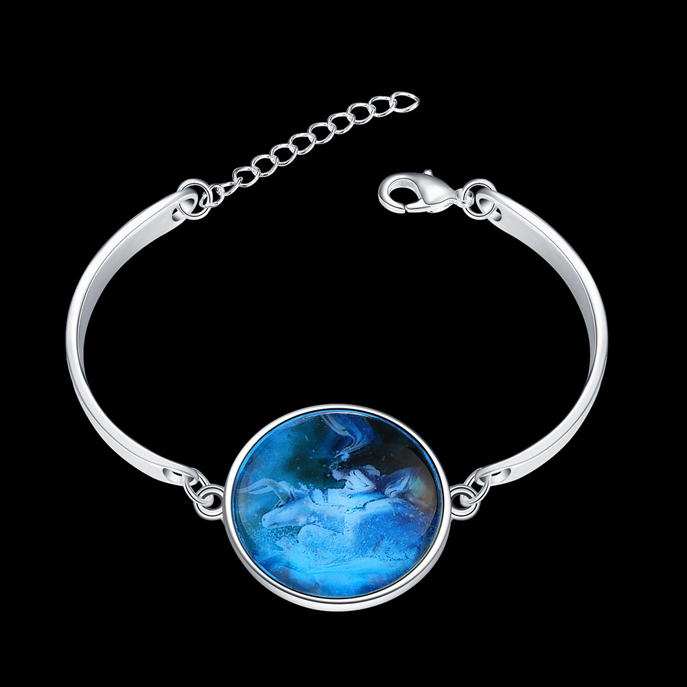 Wholesale Romantic Silver Round Glass Bracelet TGLB076 0