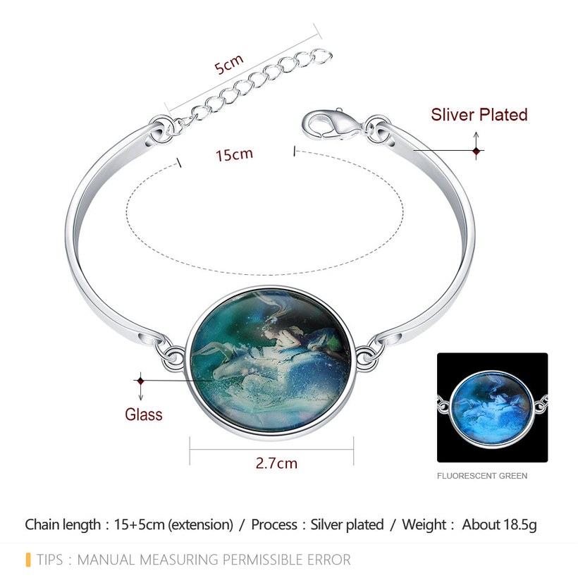 Wholesale Romantic Silver Round Glass Bracelet TGLB076 1