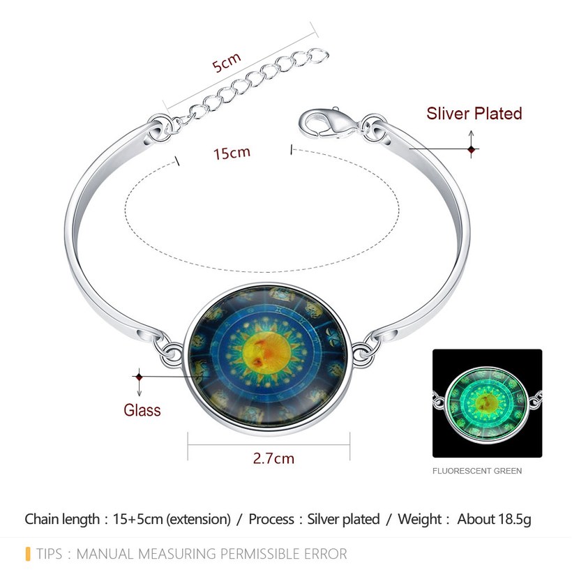 Wholesale Romantic Silver Round Glass Bracelet TGLB011 0