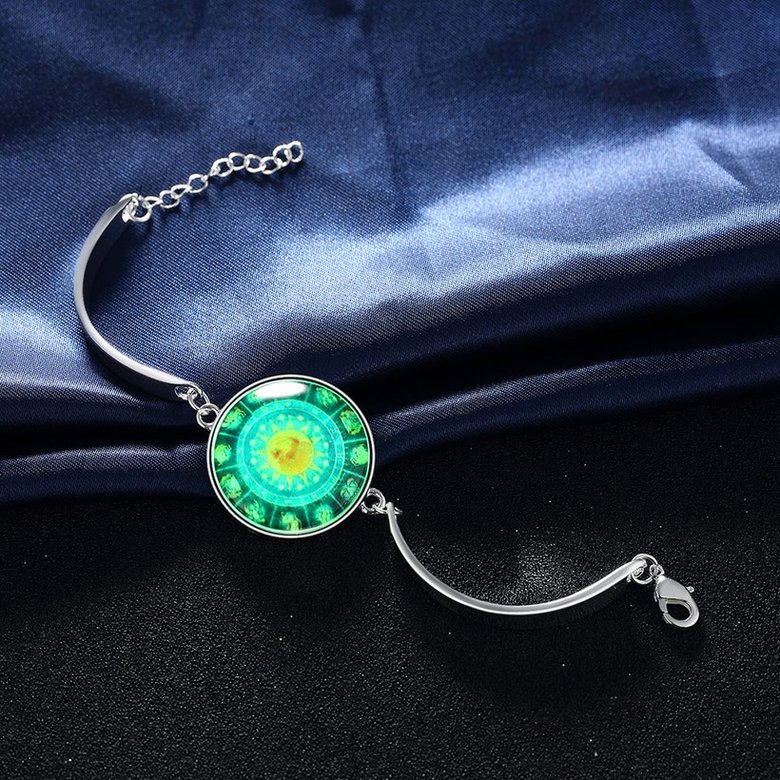 Wholesale Romantic Silver Round Glass Bracelet TGLB011 4