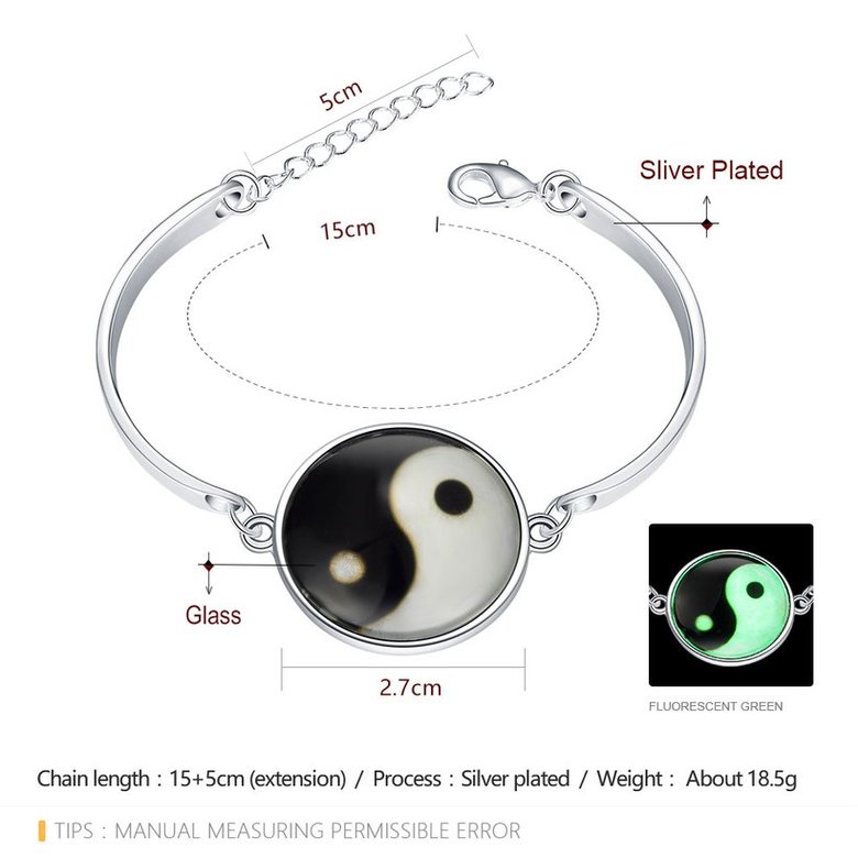 Wholesale Romantic Silver Round Glass Bracelet TGLB012 1
