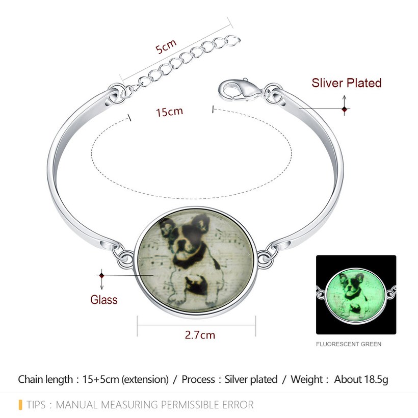Wholesale Romantic Silver Round Glass Bracelet TGLB017 1