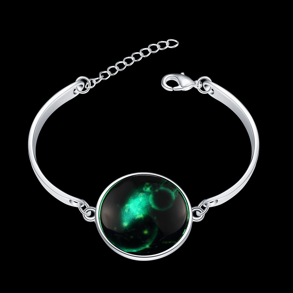 Wholesale Romantic Silver Round Glass Bracelet TGLB023 0