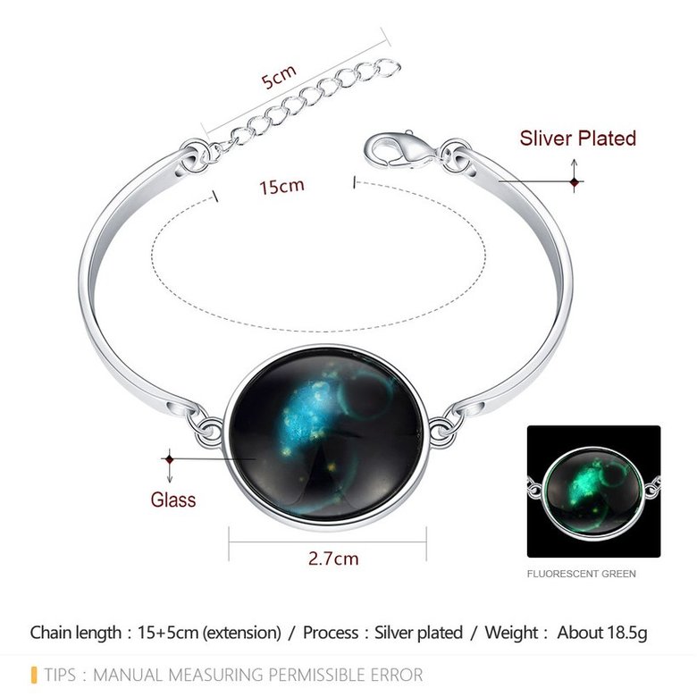 Wholesale Romantic Silver Round Glass Bracelet TGLB023 1