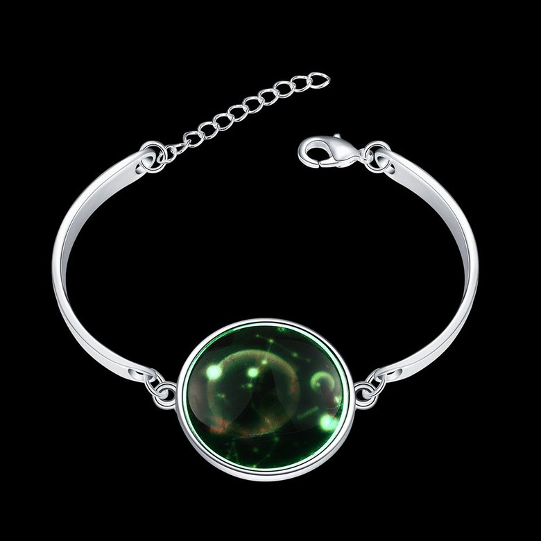 Wholesale Romantic Silver Round Glass Bracelet TGLB025 0