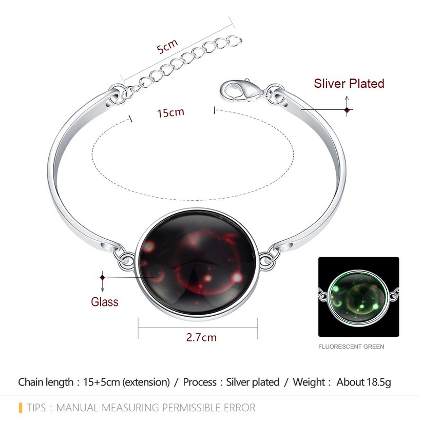 Wholesale Romantic Silver Round Glass Bracelet TGLB025 1