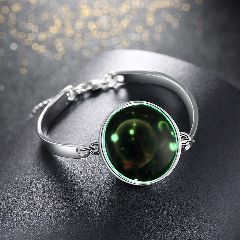 Wholesale Romantic Silver Round Glass Bracelet TGLB025 3