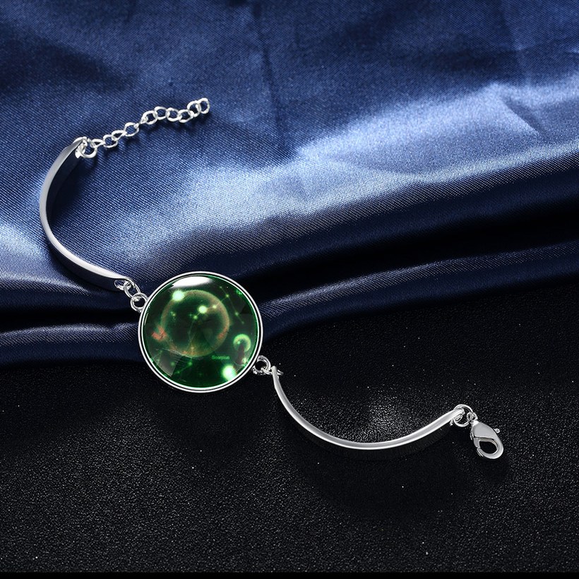 Wholesale Romantic Silver Round Glass Bracelet TGLB025 4