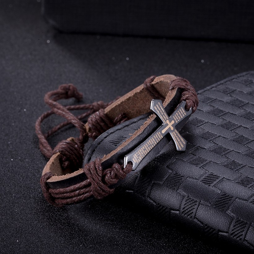 Wholesale Trendy Black Zinc Cross Bracelet TGLEB219 0