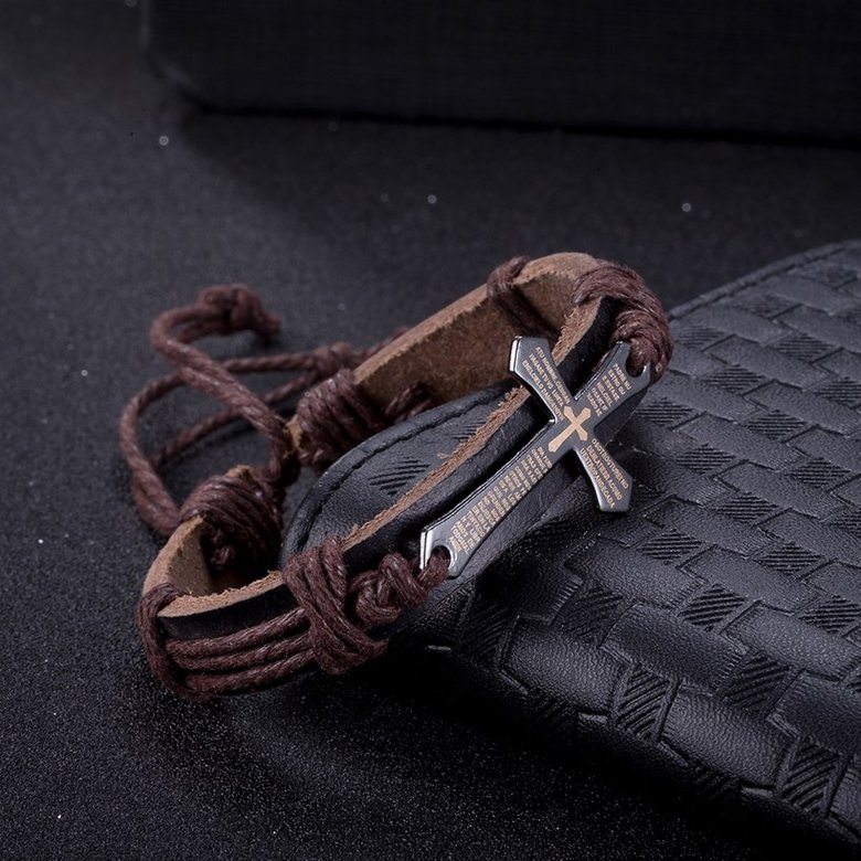 Wholesale Trendy Black Zinc Cross Bracelet TGLEB219 0