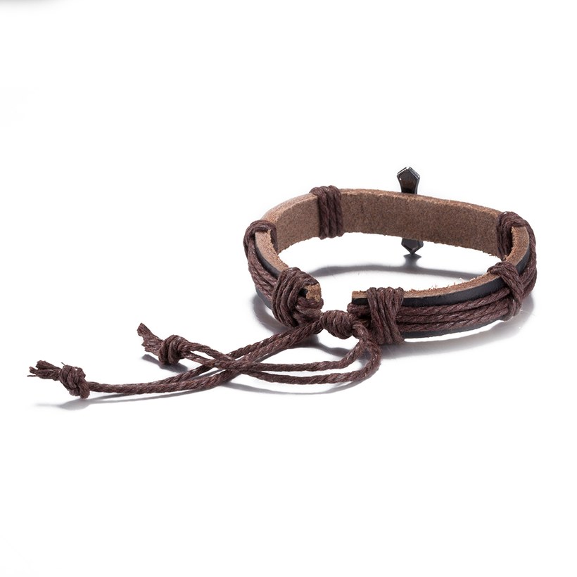 Wholesale Trendy Black Zinc Cross Bracelet TGLEB219 1