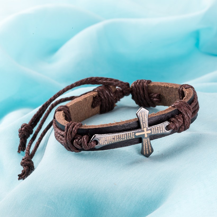 Wholesale Trendy Black Zinc Cross Bracelet TGLEB219 6