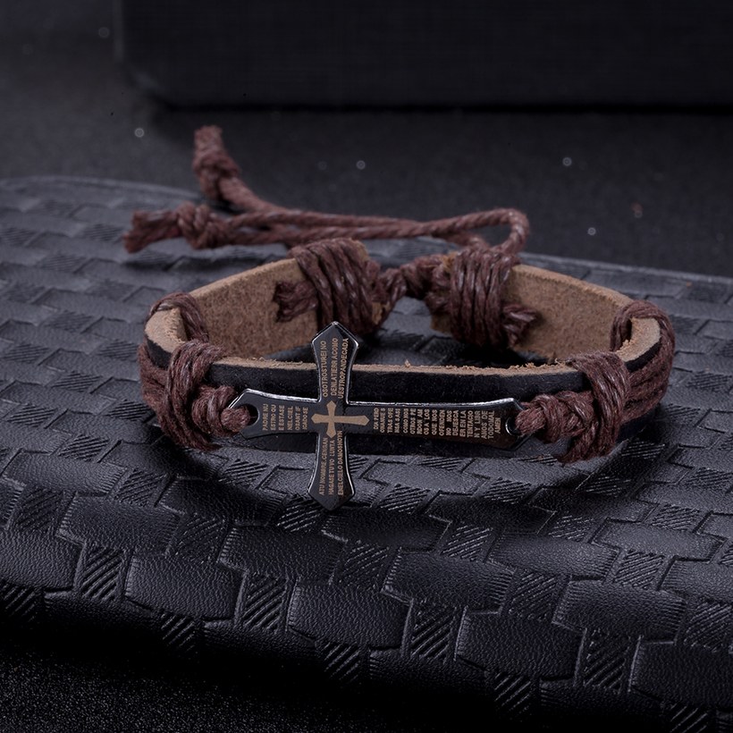 Wholesale Trendy Black Zinc Cross Bracelet TGLEB219 8