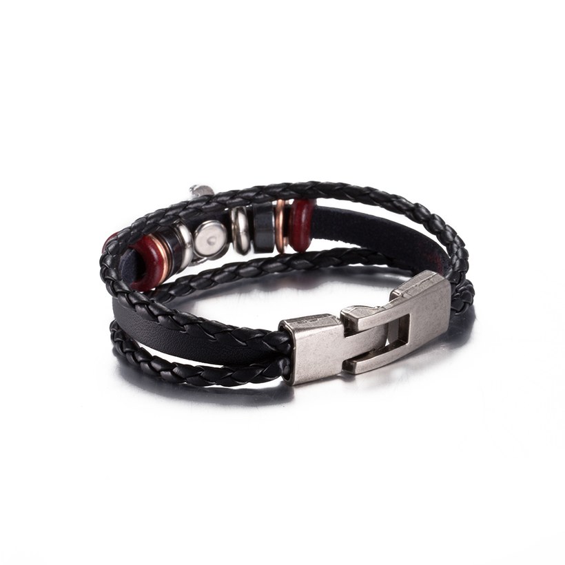 Wholesale Trendy Antique Silver Geometric Red Bracelet TGLEB013 2