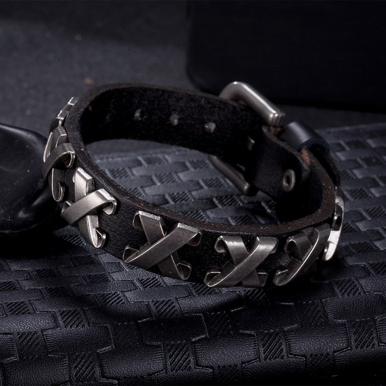 Wholesale Trendy Antique Silver Geometric Bracelet TGLEB128 0