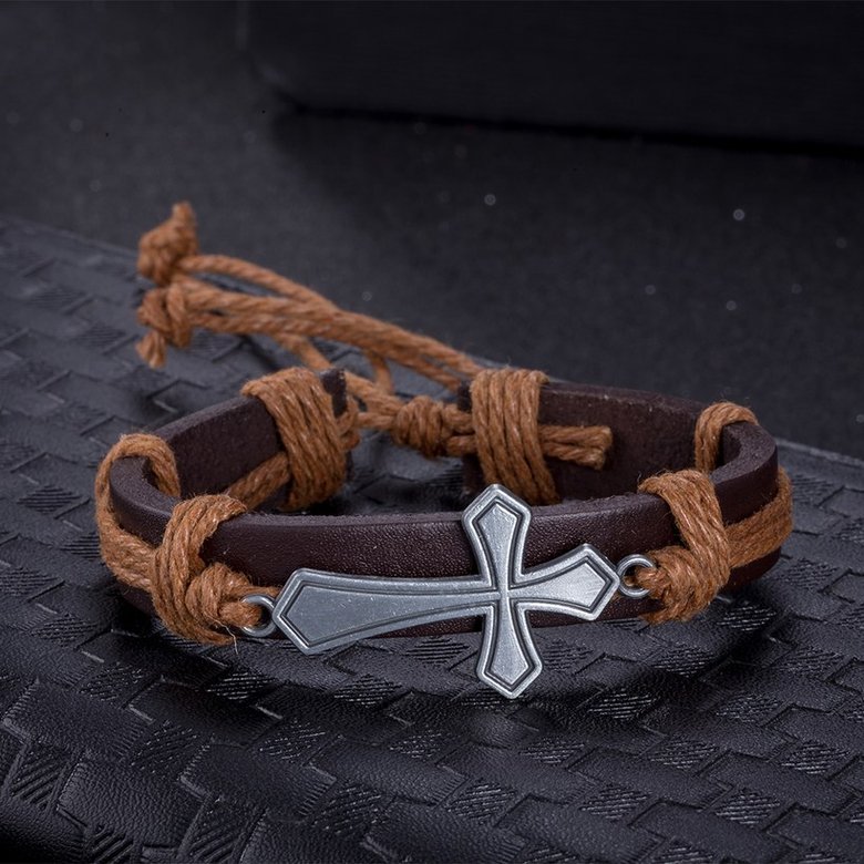 Wholesale Trendy Antique Silver Cross Bracelet TGLEB132 0