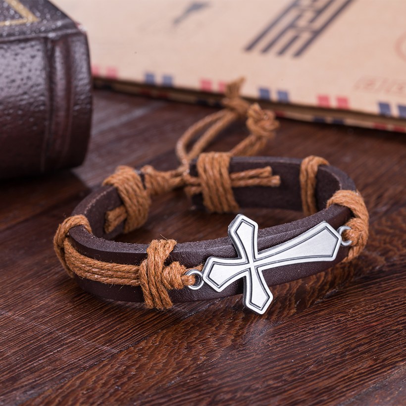 Wholesale Trendy Antique Silver Cross Bracelet TGLEB132 8