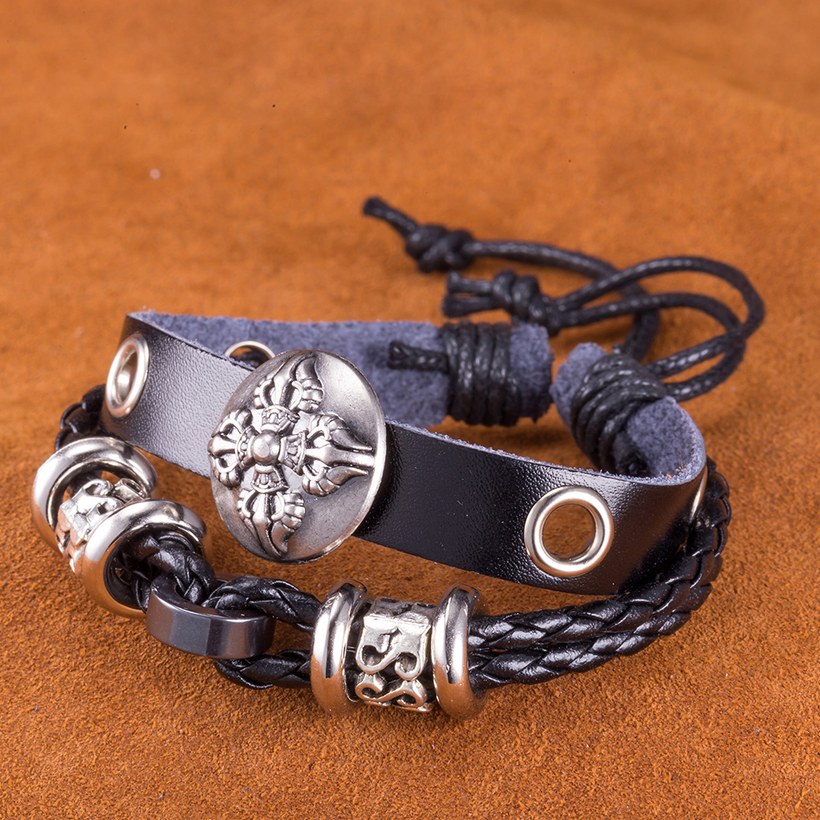 Wholesale Trendy Antique Silver Round Bracelet TGLEB164 5