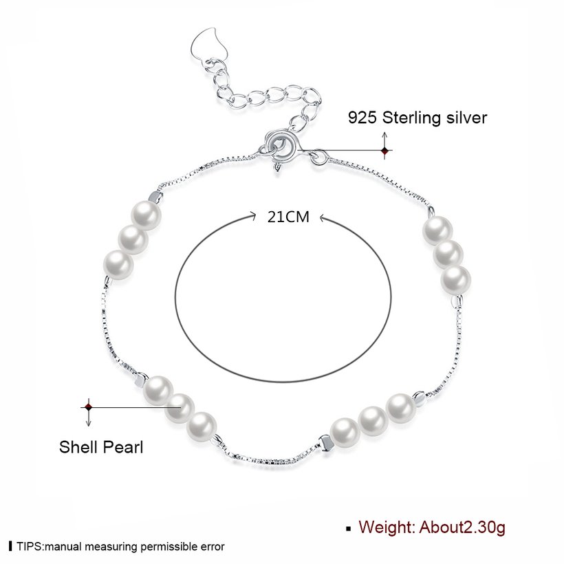 Wholesale Sterling Silver Round Shell Bracelet TGSLB002 0