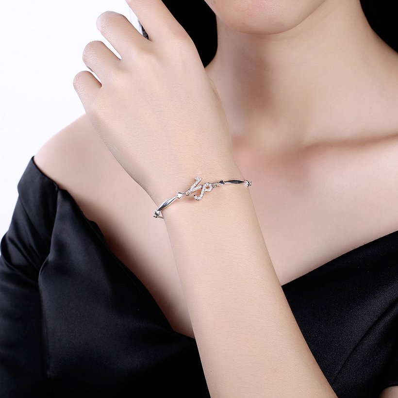 Wholesale Capricorn Constellations Real 925 Sterling Silver CZ Bracelet TGSLB045 0