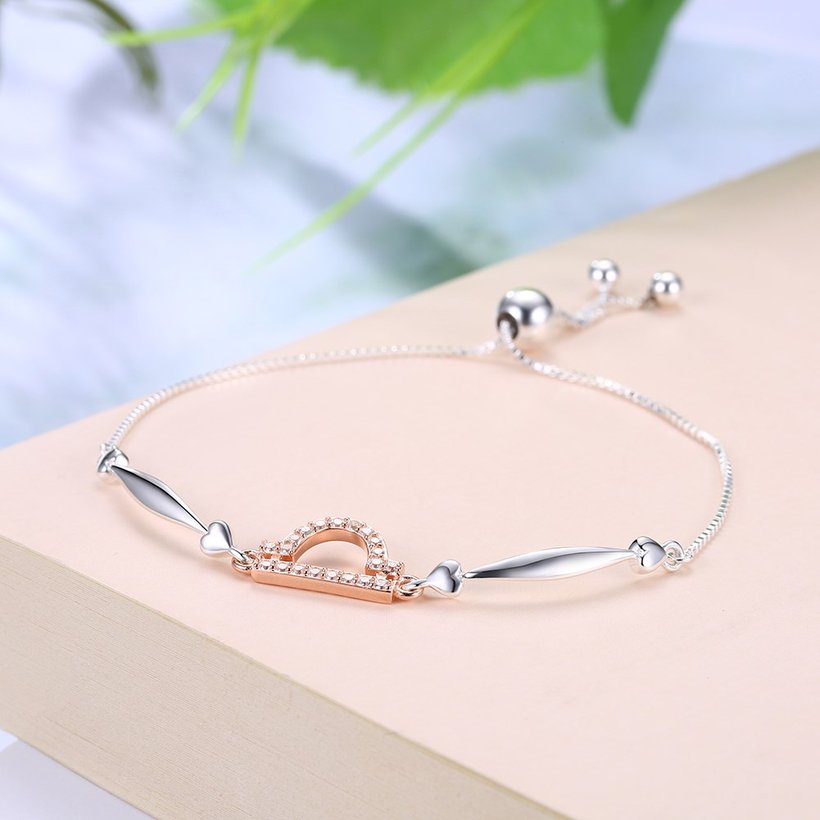 Wholesale Libra Constellations Real 925 Sterling Silver CZ Bracelet TGSLB047 1