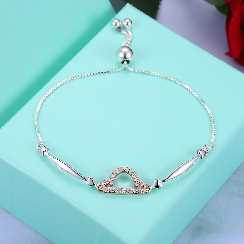 Wholesale Libra Constellations Real 925 Sterling Silver CZ Bracelet TGSLB047 2