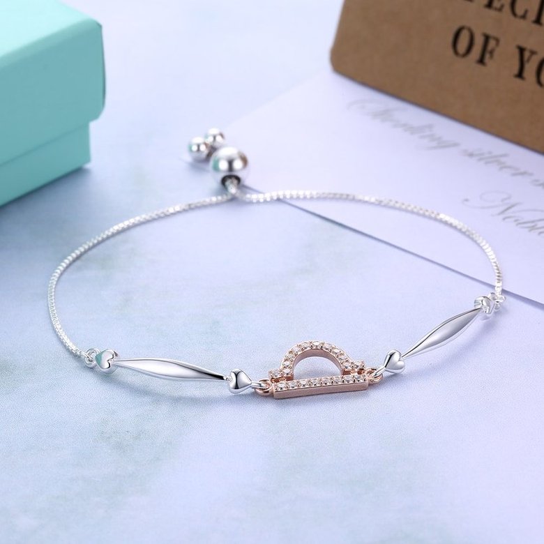 Wholesale Libra Constellations Real 925 Sterling Silver CZ Bracelet TGSLB047 3