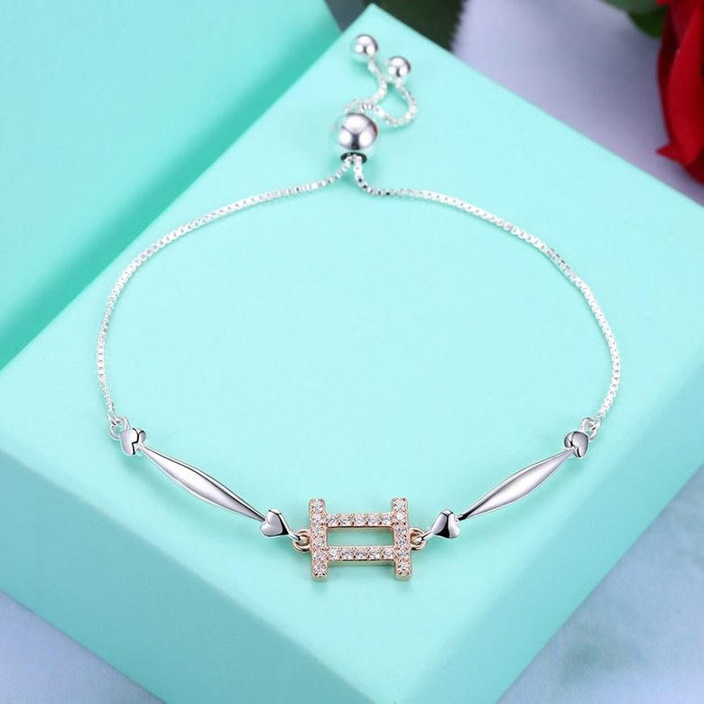 Wholesale Gemini Constellations Real 925 Sterling Silver CZ Bracelet TGSLB049 2