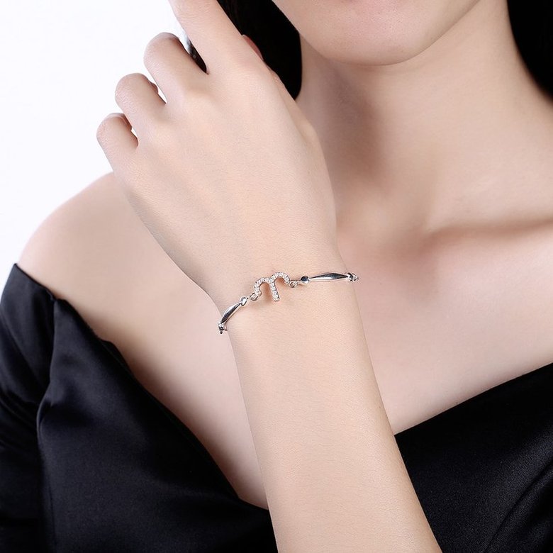 Wholesale Aries Constellations Real 925 Sterling Silver CZ Bracelet TGSLB051 0