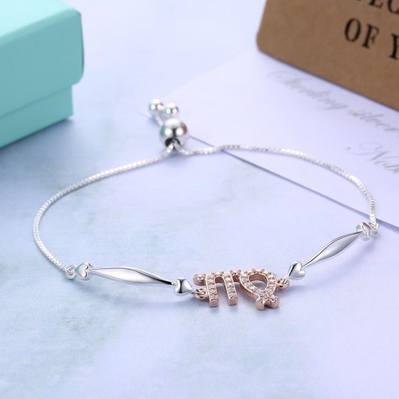 Wholesale Virgo Constellations Real 925 Sterling Silver CZ Bracelet TGSLB052 3